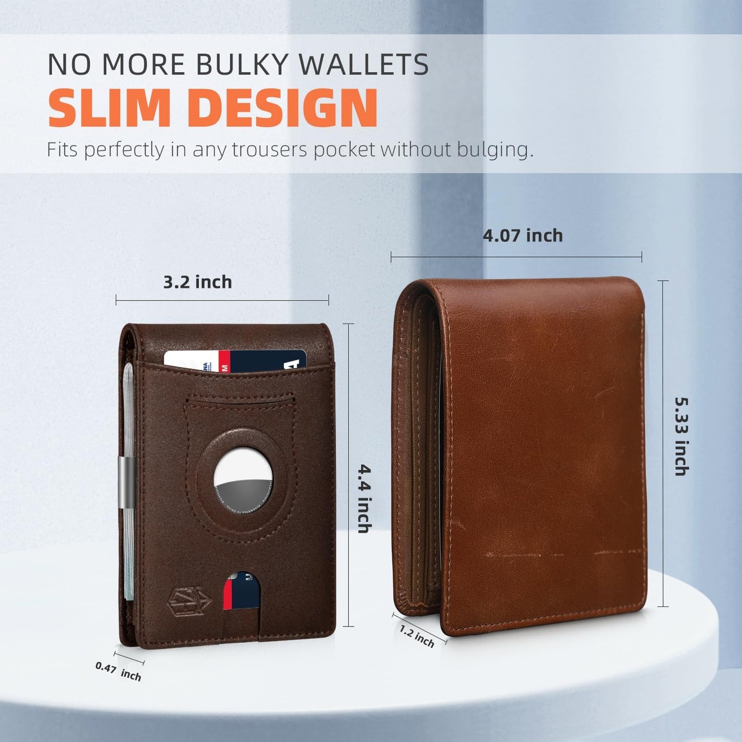 Zitahli Men's Wallets Airtag Holder Slim Rfid Leather with Gift Box