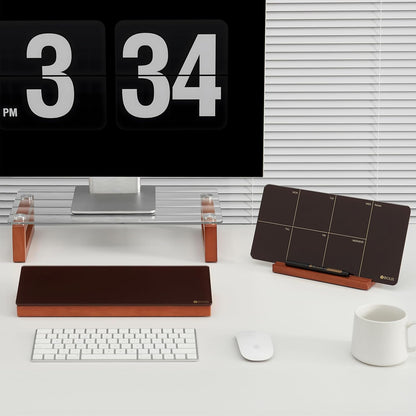 Glass Desktop Whiteboard with Wood Organizer for Small Office Accessories, Aesthetic Desk Dry Erase White Board with Drawer for Home Office Cubicle, Marker & Eraser Included, Yeoux