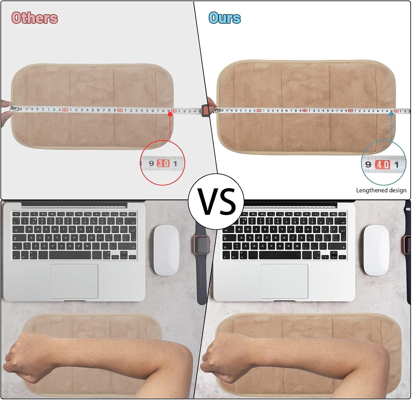 2Pcs Upgrade Computer Wrist Elbow Pad, Portable Memory Foam Arm Wrist Rest Pillow, Soft Wrist Support Mat for Keyboard Desktop Office Gaming - Alleviate Elbow Pain (Moderate Size, 7.8 x 15.7 inch)