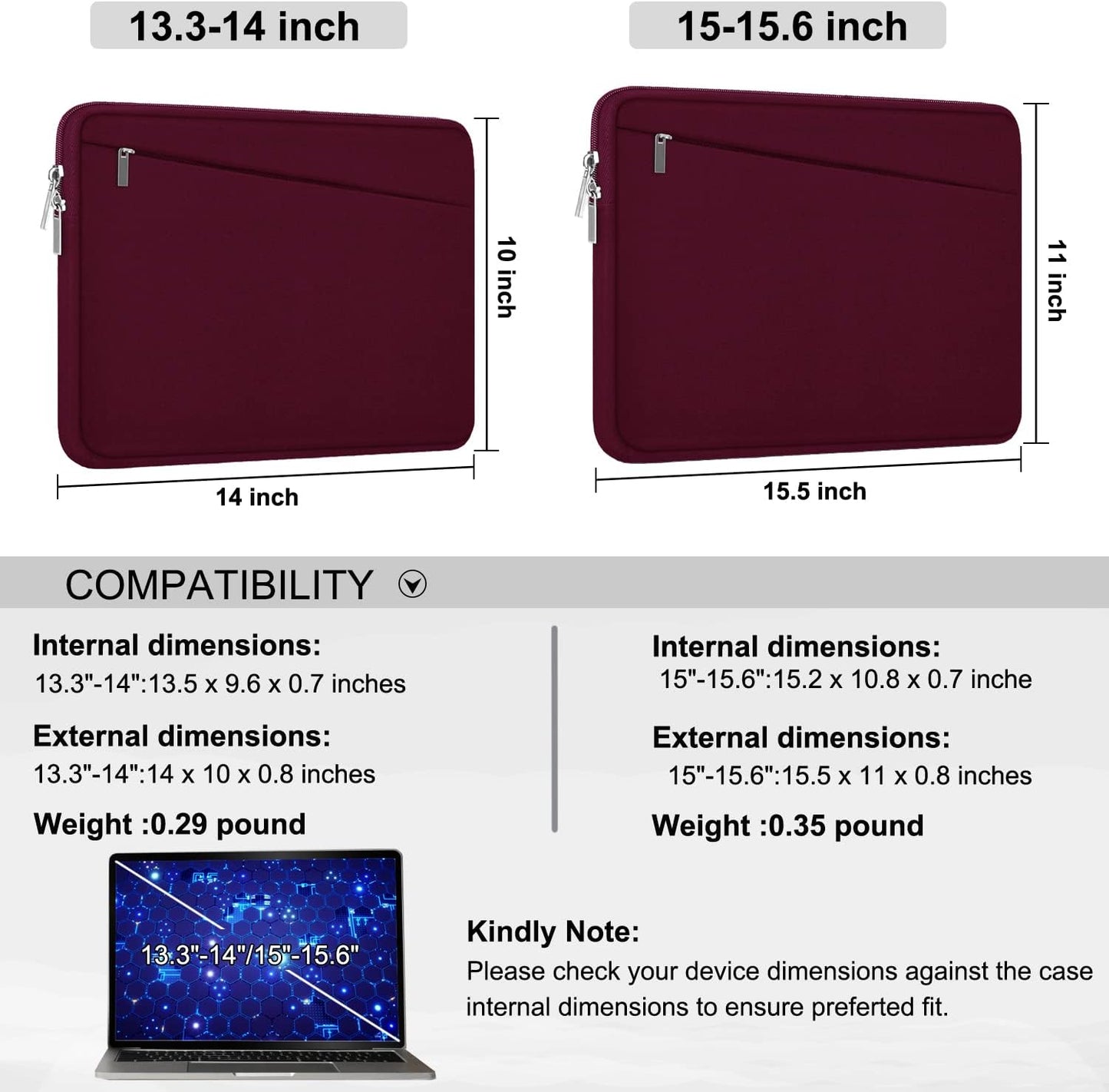 Laptop Sleeve 15.6 inch, Durable Computer Carrying Bag Protective Case Briefcase Handbag with Front Pocket, Slim Laptop Cover for 15-16 Inch HP, Dell, Lenovo, Asus, Notebook, Black