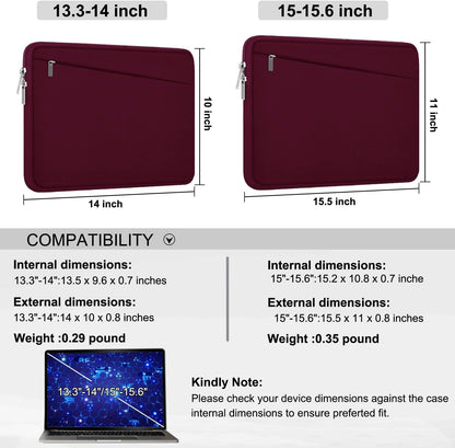 Laptop Sleeve 15.6 inch, Durable Computer Carrying Bag Protective Case Briefcase Handbag with Front Pocket, Slim Laptop Cover for 15-16 Inch HP, Dell, Lenovo, Asus, Notebook, Black