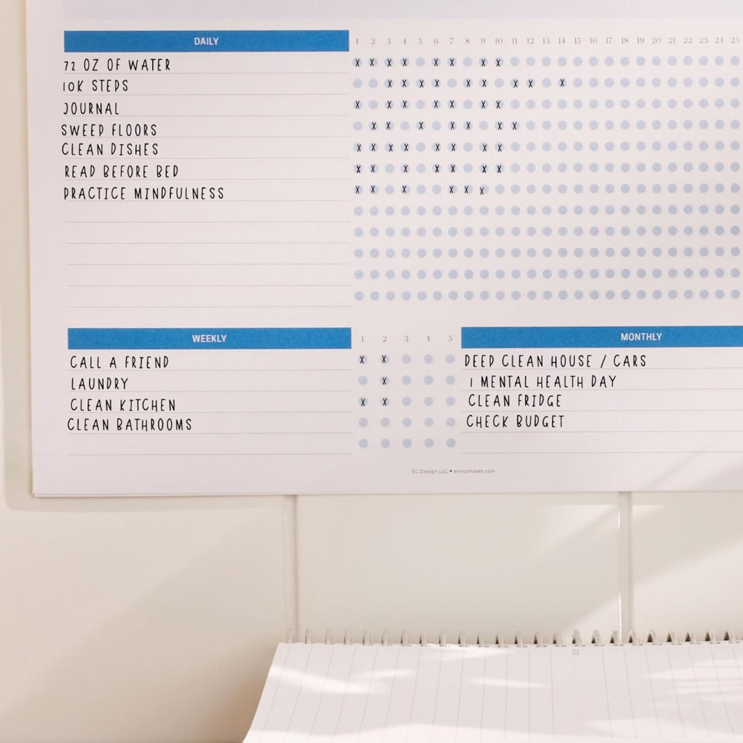 INSPIRED BY ERIN CONDREN Habit Tracker Wall Calendar, 8.5 x 11 Inch Monthly Hanging Habit Tracker with Motivational Layouts, 12 Month Goal Setting Calendar for Daily Habit Tracking and Organization