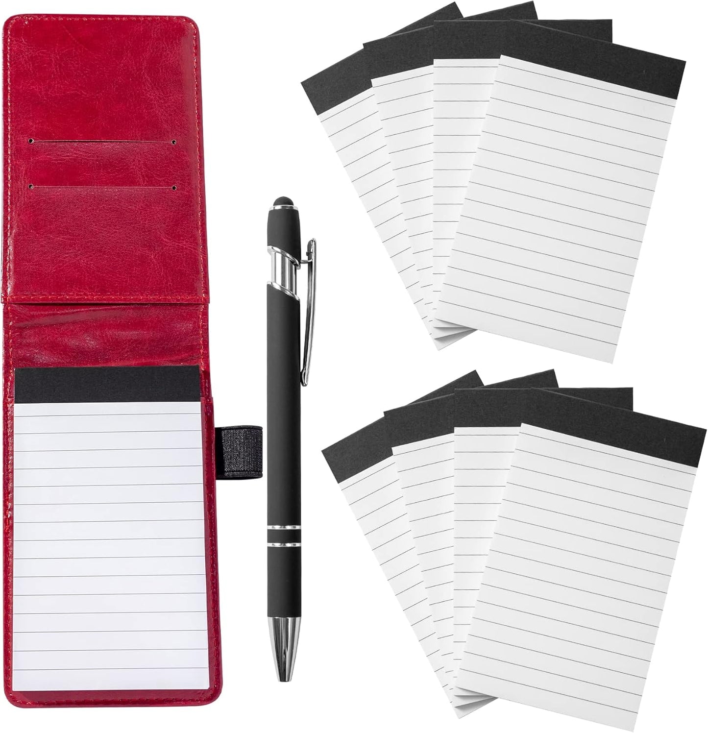 Camelmother 10 Pieces Small Notepad Holder Set Pocket Notebook 3 x 5 Inch with Pen