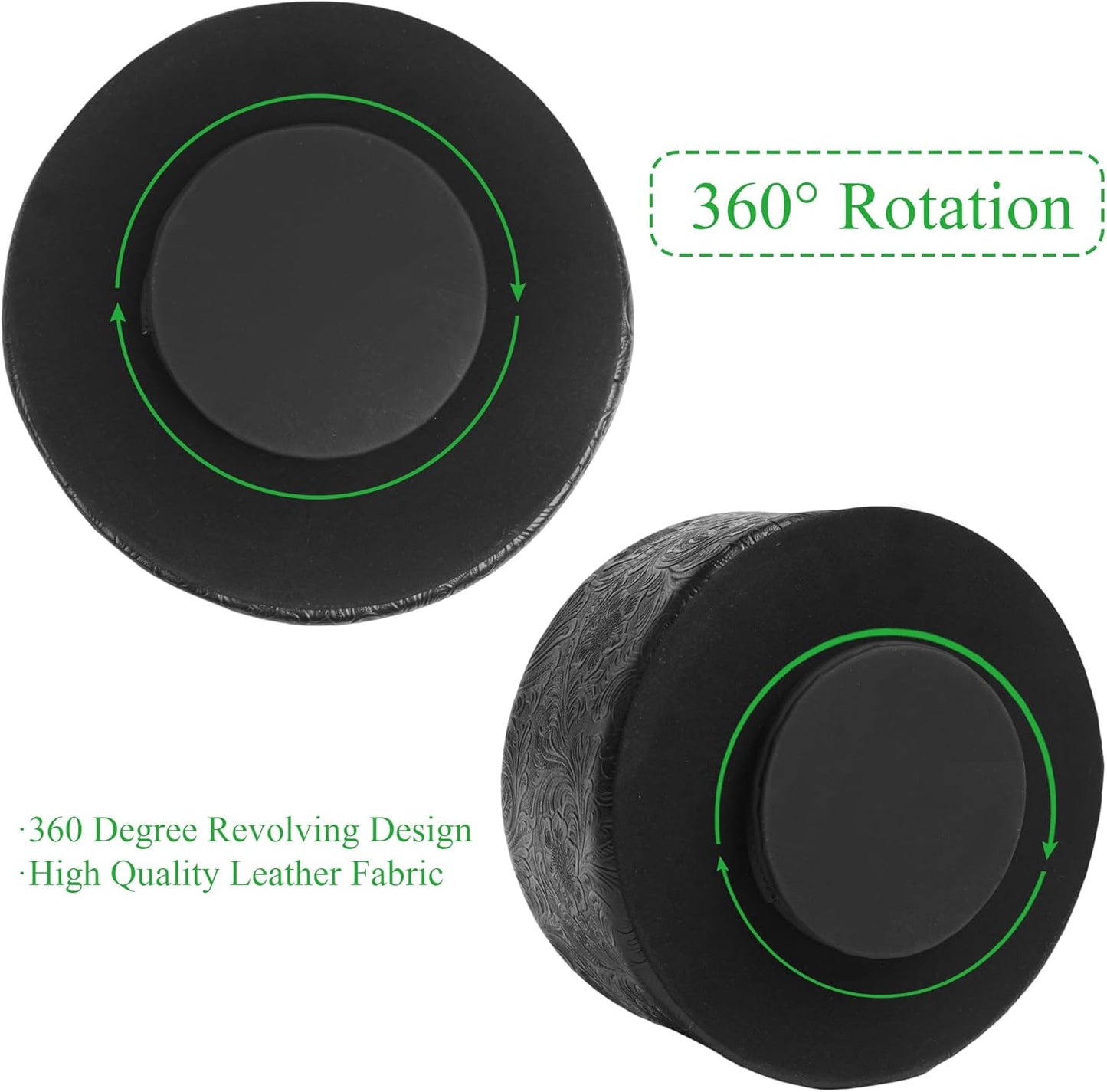 Round Leather Art Supply Organizer,Remote Control Holder,360 Degree Rotating,Multi-Functional Pencil Holder,4 Compartments Desktop Stationary Organizer(1-Fractal Flower) | Round - Colors C