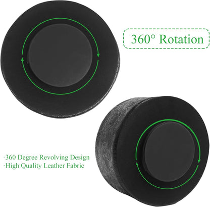 Round Leather Art Supply Organizer,Remote Control Holder,360 Degree Rotating,Multi-Functional Pencil Holder,4 Compartments Desktop Stationary Organizer(1-Fractal Flower) | Round - Colors C