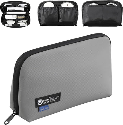 RIGHT AWAY Travel Tech Pouch，Waterproof Cord Case，Electronics Organizer Travel Case，Cable Organizer Storage Bag For Phone, Charger, Accessories(BLACK)