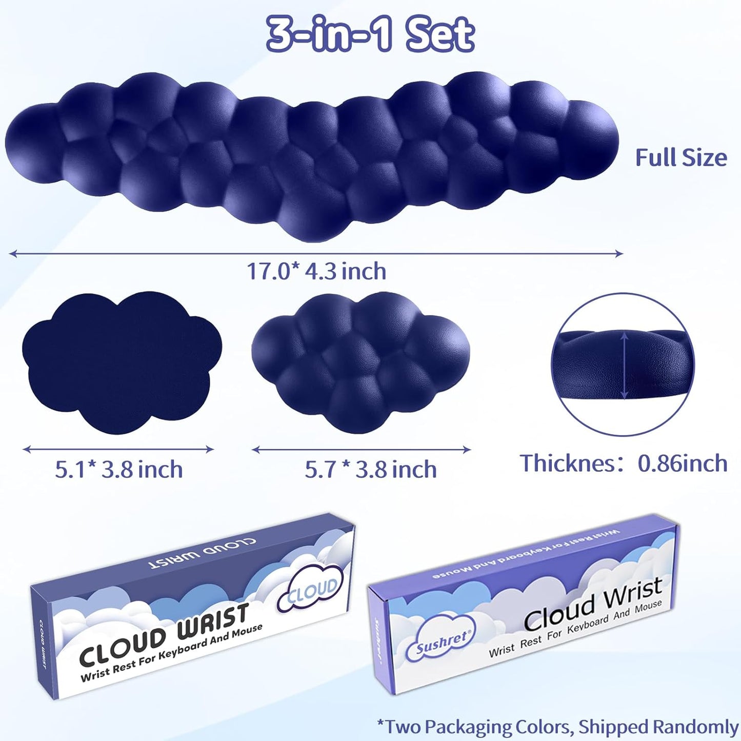Sushret Cloud Wrist Rest for Keyboard and Mouse, Memory Foam PU Leather Keyboard Wrist Rest with Ergonomic Support, Non-Slip Base, Cute Arm Rest Pad & Palm Cushion, Office Desk Accessory, Purple