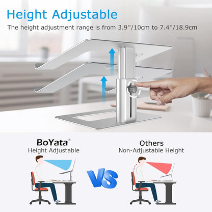 BoYata Laptop Stand, Ergonomic Aluminum Height Adjustable Computer Stand Laptop Holder for Desk, Compatible with MacBook Pro/Air, Dell, Lenovo, HP, Samsung, More Laptops 11-17"
