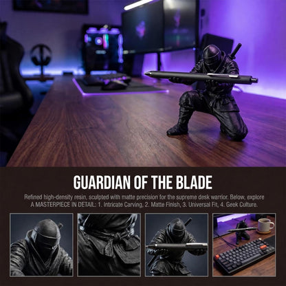 Ninja Pen Holder for Desk - Cool Samurai Figurine Pencil Stand & Office Decor, Gifts for Men