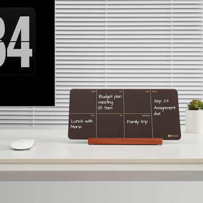 Desktop Glass Weekly Planner Whiteboard with Detachable Wood Stand,Small Portable Dry Erase Calendar to Do List White Board 12x6 for Office, Home, Schools, Marker&Eraser Included, Yeoux