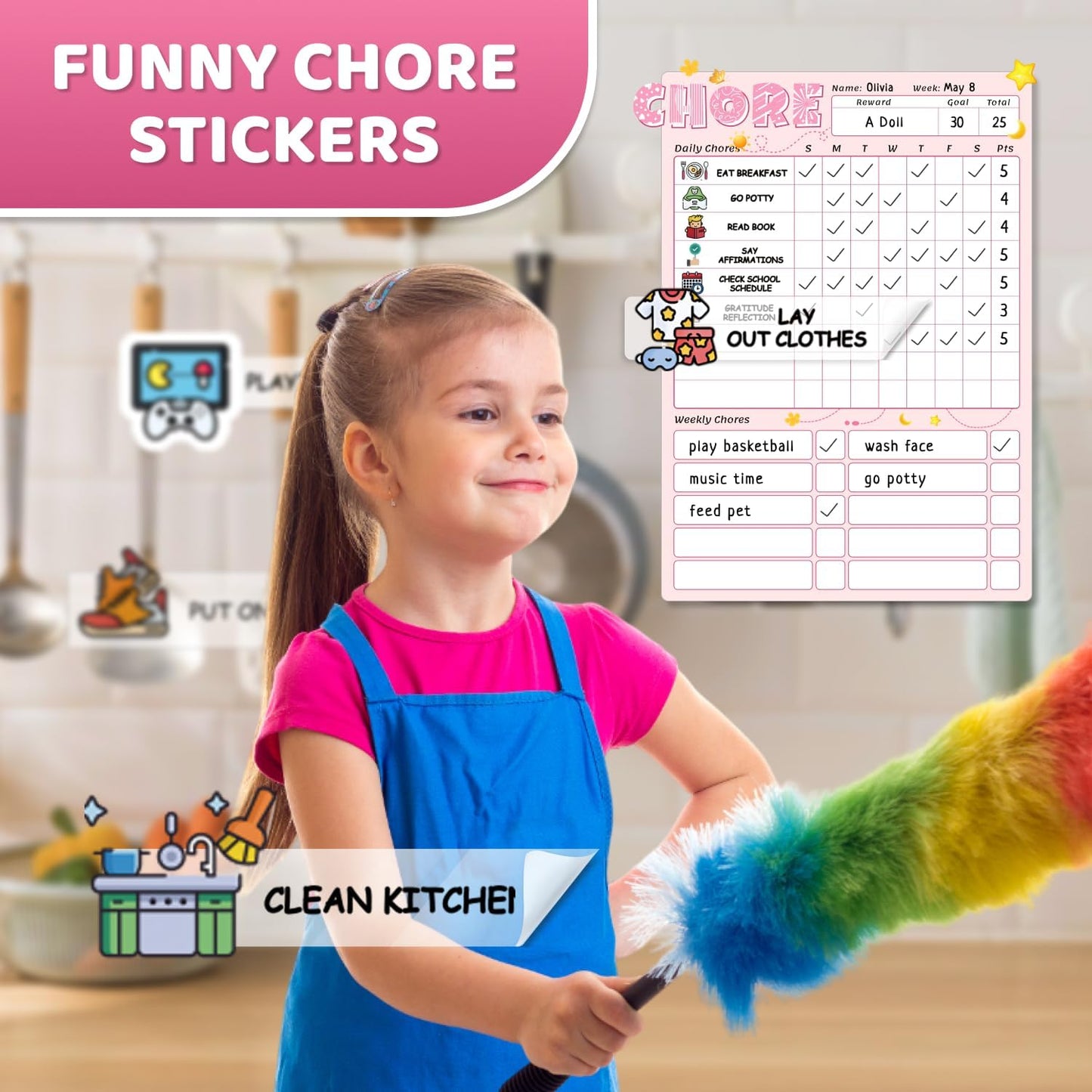 Upgraded Slider Dry Erase Chore Chart for Kids, Whiteboard Magnetic Chore Chart for 2 Kids, Reusable Morning/Bedtime Routine Chart for Kid Toddlers Teens Adult, Visual Schedule for Kid with Autism