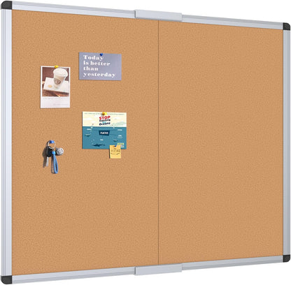 VIZ-PRO Cork Notice Board, 36 X 24 Inches, Silver Aluminium Frame