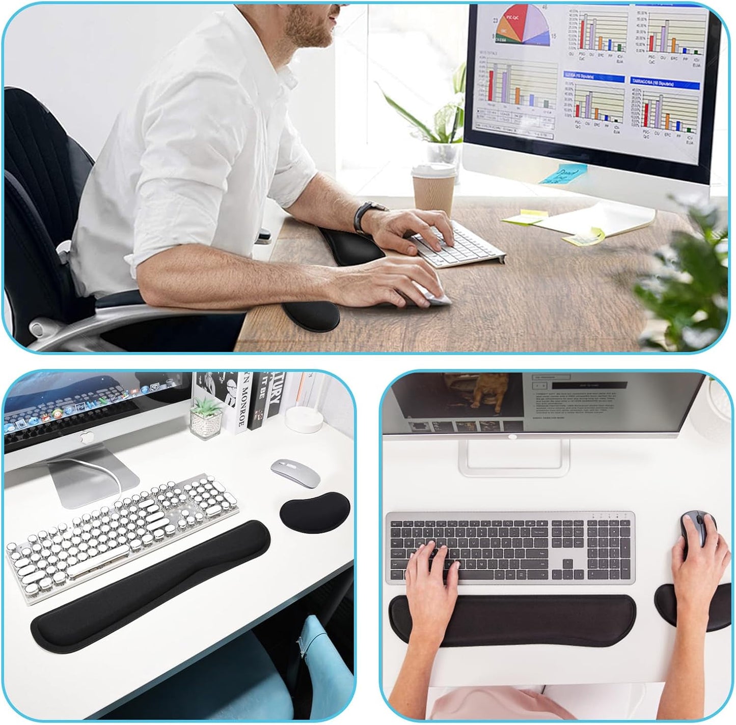 MXCOIRTP Wrist Rest for Mouse, Ergonomic Memory Foam Wrist Cushion Support Pad, Mouse Wrist Pad with Non-Slip Base for Typing Pain Relief, Office, Home, Gaming, Computer, Black
