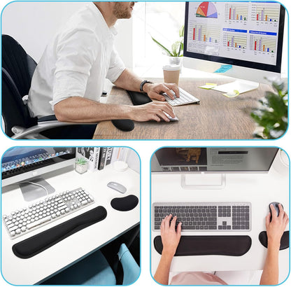 MXCOIRTP Wrist Rest for Mouse, Ergonomic Memory Foam Wrist Cushion Support Pad, Mouse Wrist Pad with Non-Slip Base for Typing Pain Relief, Office, Home, Gaming, Computer, Black