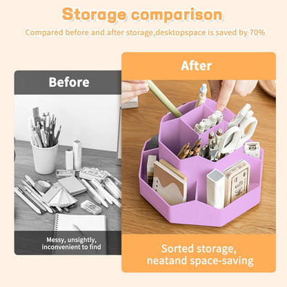 Cayxenful Pencil Pen Holder for Desk,9 Slots 360 Degree Rotating Desk Organizers,Desktop Storage Stationery Supplies Organizer, Cute Pencil Cup Pot For Office, School, Home(Black)