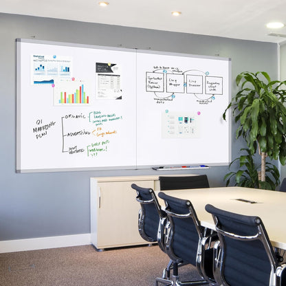 Magnetic White Board Dry Erase Board for Wall，72" x 40" Wall-Mounted Aluminum Frame Marker Board, Foldable Portable Whiteboard with a Long Pen Tray for School, Classroom, Office & Home