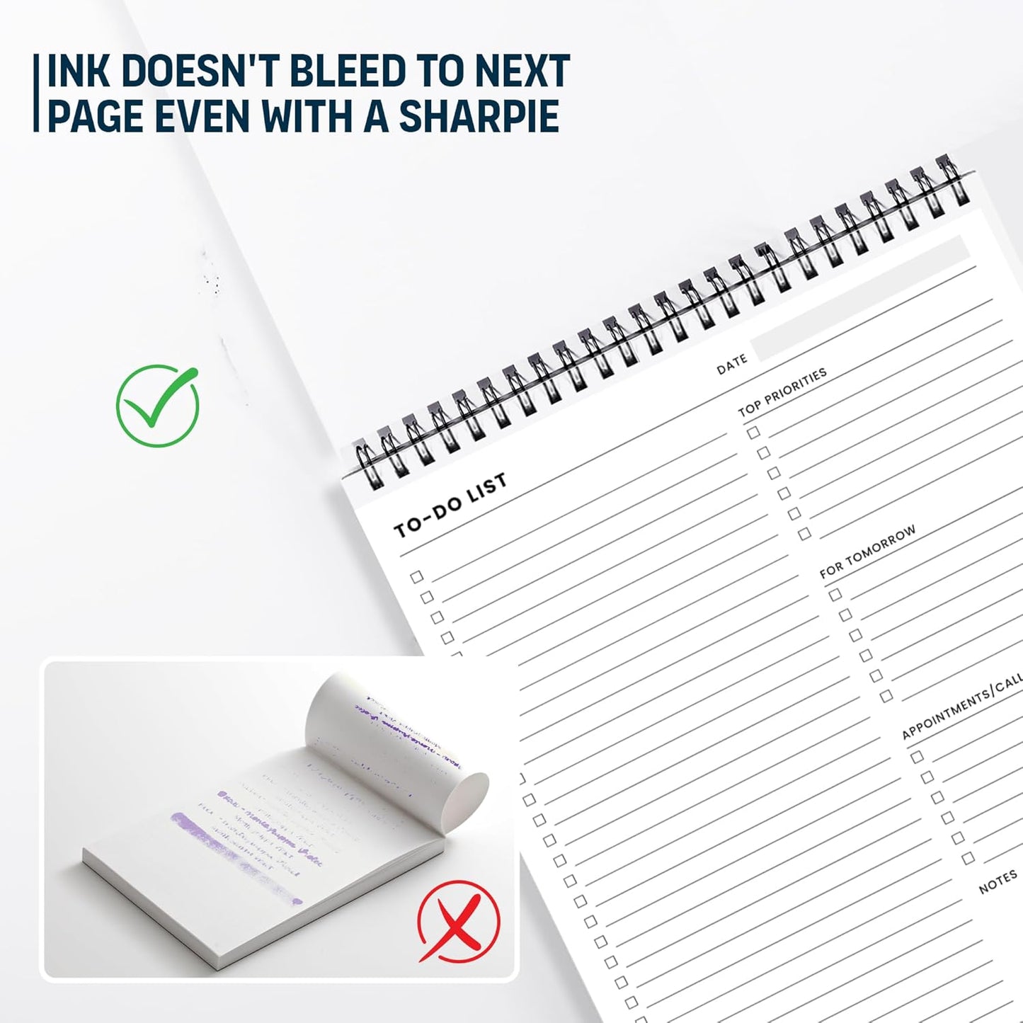 To Do List Notepad: With Multiple Functional Sections - Large Size 8.5x11" 52 Sheets - Tear Off Daily Planner Notebook - Task CheckList Organizer Agenda Pad for Work - Note, Plans, Goals, Grocery, and