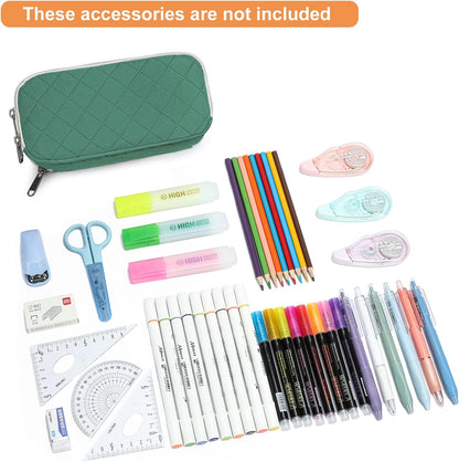 Della Gao Large Pencil Case, Big Capacity Pencil Pouch with 2 Compartments, Office Pencil Bag with Zipper, Big Pen Case for Adults (01-Black)