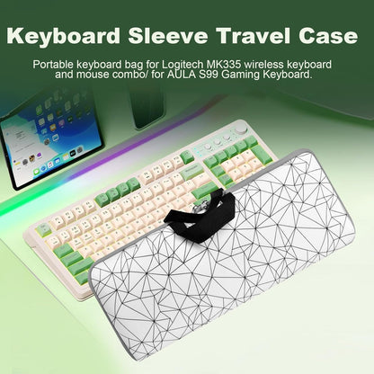 Travel Case for Logitech MK335 Wireless Computer Keyboards Mouse Combo, Neoprene Mouse Pouch and Cable Storage Bag, Keyboard Sleeve for Aula S99 Gaming Keyboard (Black)
