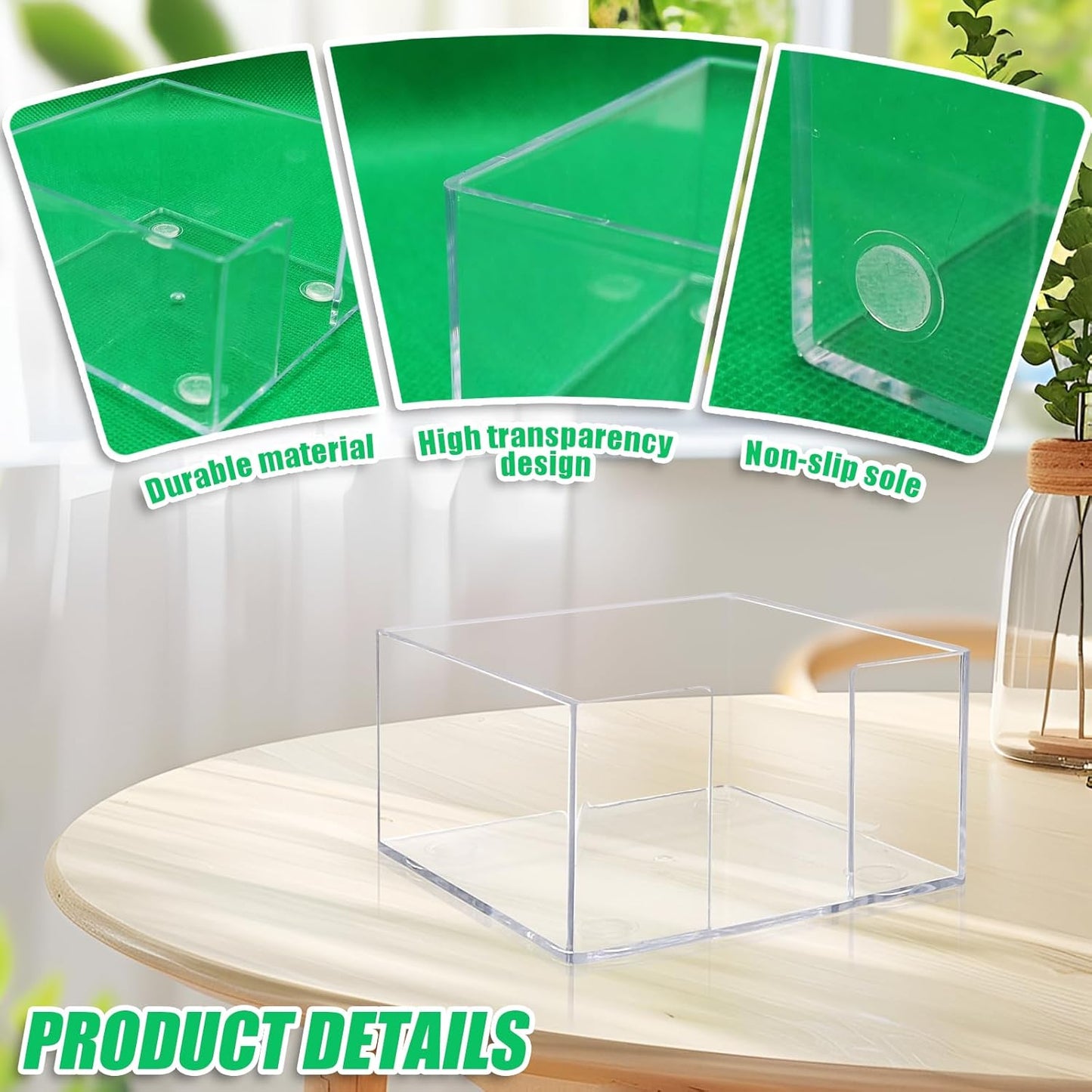 Acrylic Post It Note Dispenser,3 x 3 Sticky Note Holder,Post It Note Holder for Desk,Acrylic Sticky Note Holder for School and Office Desk Organizer