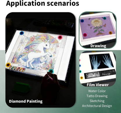 A4 LED Copy Board Light Tracing Box，Trace Light Pad for Tattoo Transferring, Drawing, Streaming, Sketching, Animation, Stenciling，USB LED Light Board for Diamond Painting