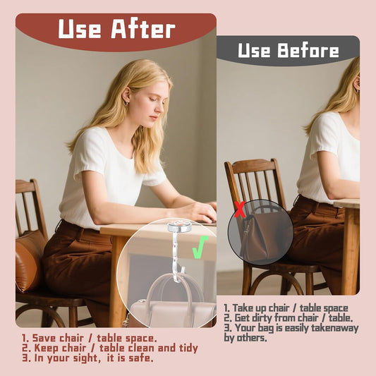 Foldable Purse Hook for Table, Purse Hanger for Table, Desk Bag Hook, Desk Purse Hook, Purse Holder for Table - Compact Portable Multi-Use Design, Aluminum Alloy Handbag Hanger, 3 Pcs (Style A)