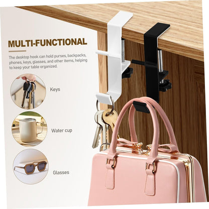 3PCS Desk Mount Bag Holder Hook Clamp,On Backpack Hanger Portable Desk Mount Headphones Holder for Reduce Desk Clutter Table Desk Table Hanging Storage