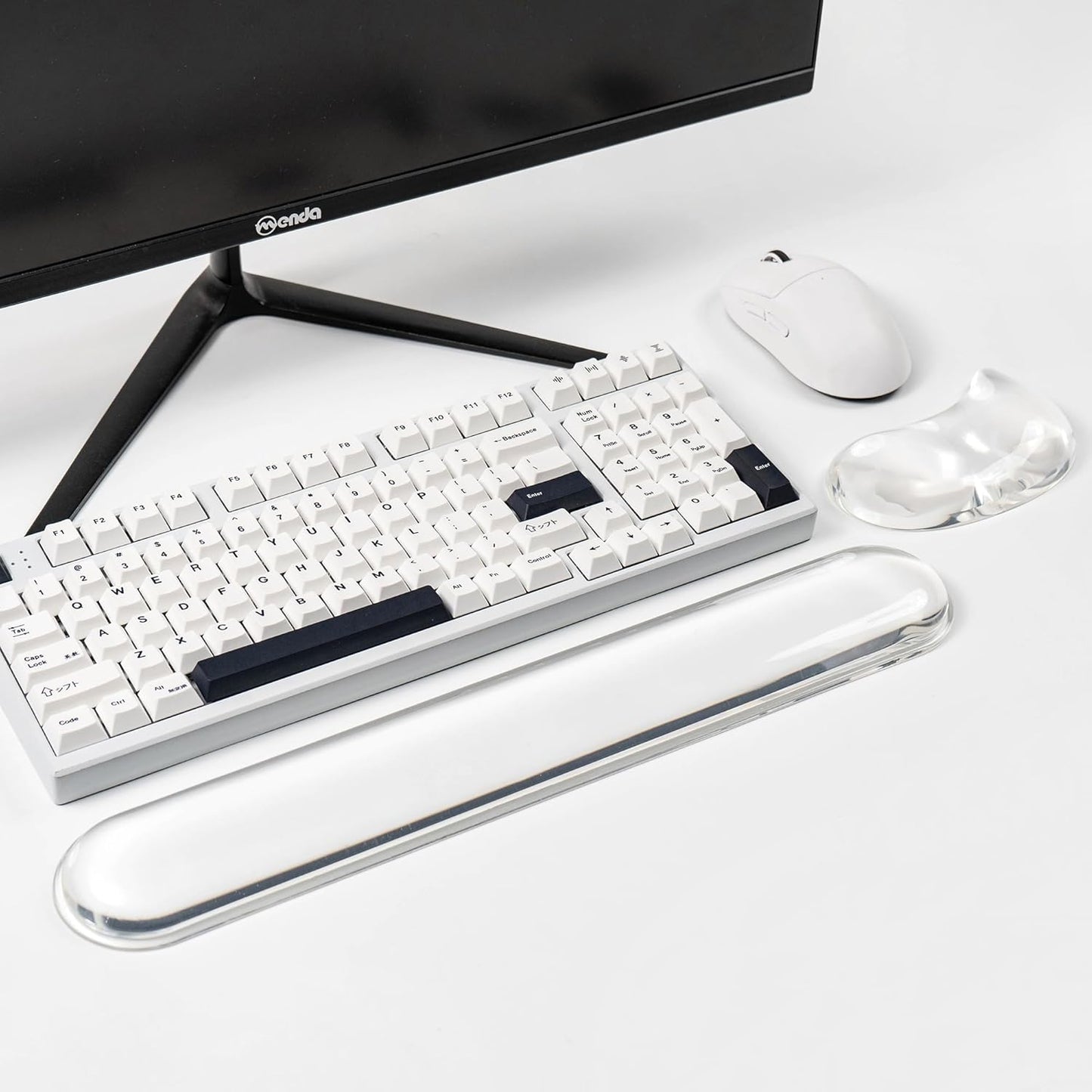 Gel Keyboard and Mouse Wrist Rest Set –White Clear Wrist Rest for Computer Keyboard 60%/68%/75%, Comfort & Support for Typing and Gaming
