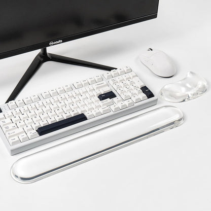 Gel Keyboard and Mouse Wrist Rest Set –White Clear Wrist Rest for Computer Keyboard 60%/68%/75%, Comfort & Support for Typing and Gaming