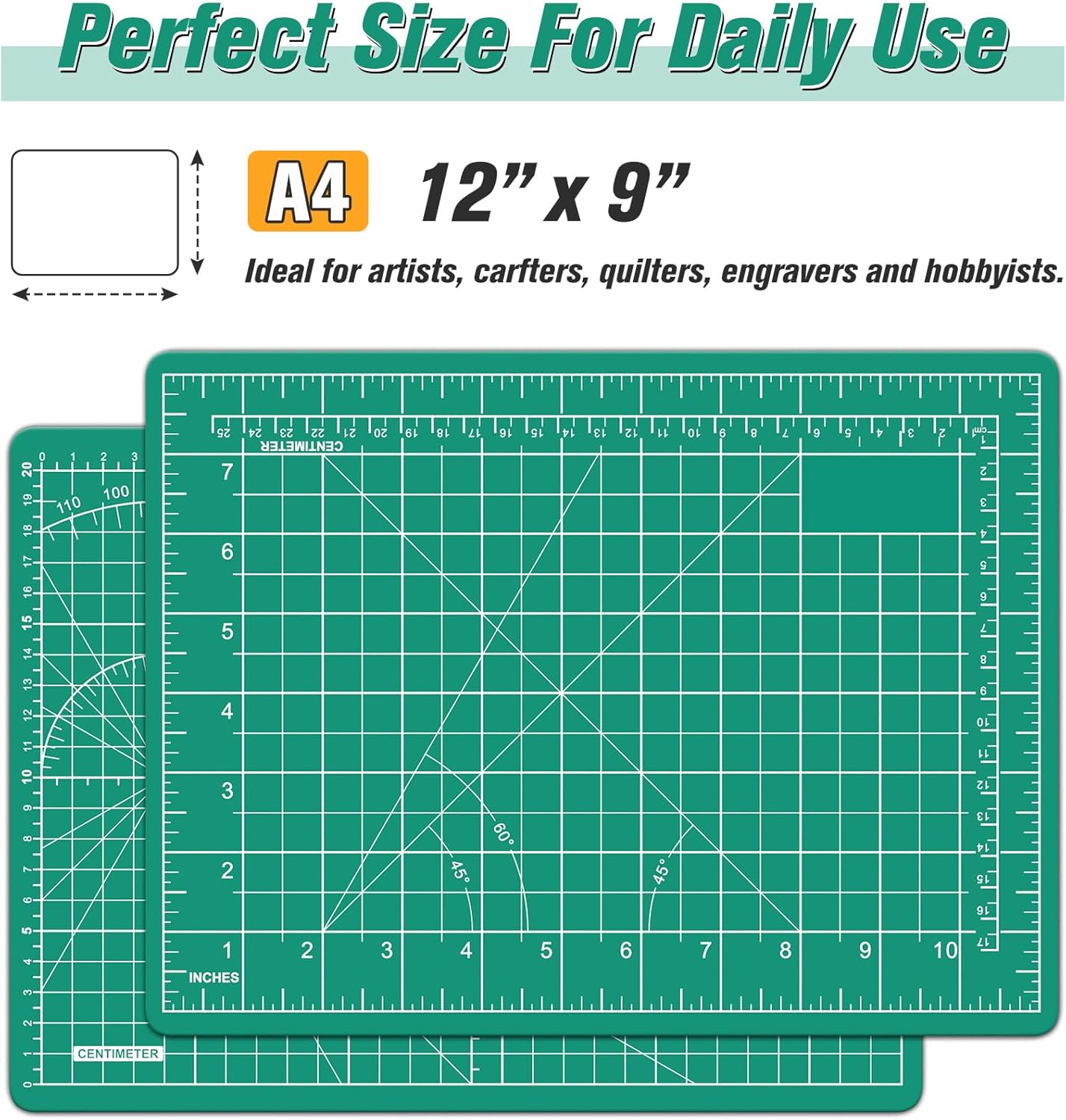 DIYSELF Cutting Mat 12in×18in, Cutting Mats for Crafts, Self Healing Cutting Mat A3, Fabric Cutting Mats Double Side for Sewing, Quilting, Craft Mat for Desktop, Matting & Mounting Materials