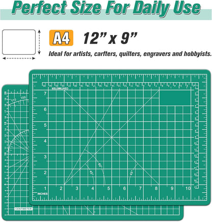 DIYSELF Cutting Mat 12in×18in, Cutting Mats for Crafts, Self Healing Cutting Mat A3, Fabric Cutting Mats Double Side for Sewing, Quilting, Craft Mat for Desktop, Matting & Mounting Materials
