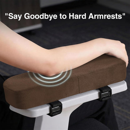Smiry Ergonomic Office Chair Armrest Pads, Memory Foam Arm Rest Covers, Non-Slip Armrest Cushion with Adjustable Buckles and Straps, Elbow Relief for Desk, Gaming & Wheelchair (Black, Set of 2)
