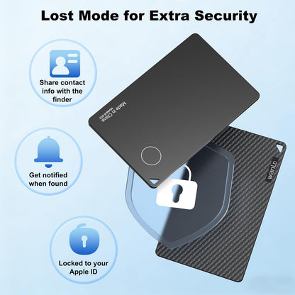 [Apple MFi Certified] Wallet Tracker Card for Apple Find My, 5+ Year Battery, iOS Only Bluetooth Item Finder, Ultra-Slim Smart Card Tracker for Wallet, Passport, Luggage, Purse & Backpack