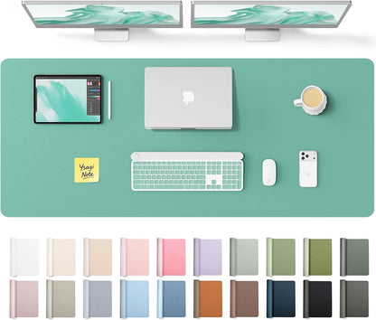 YSAGi Leather Desk Pad Protector, Large Mouse Pad, Non-Slip PU Leather Desk Blotter, Waterproof Writing Pad for Office and Home (31.5" x 15.8", Eggshell) - Colors A