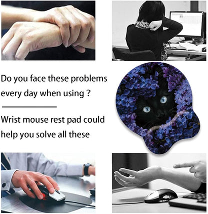 Mouse Wrist Rest and Keyboard Wrist Rest Pad Set, Non-Slip Rubber Base Smooth Surface Ergonomic Gaming Mouse Pad for Easy Typing and Pain Relief, Antique Blue Wood Grain Dog Paw + Coaster