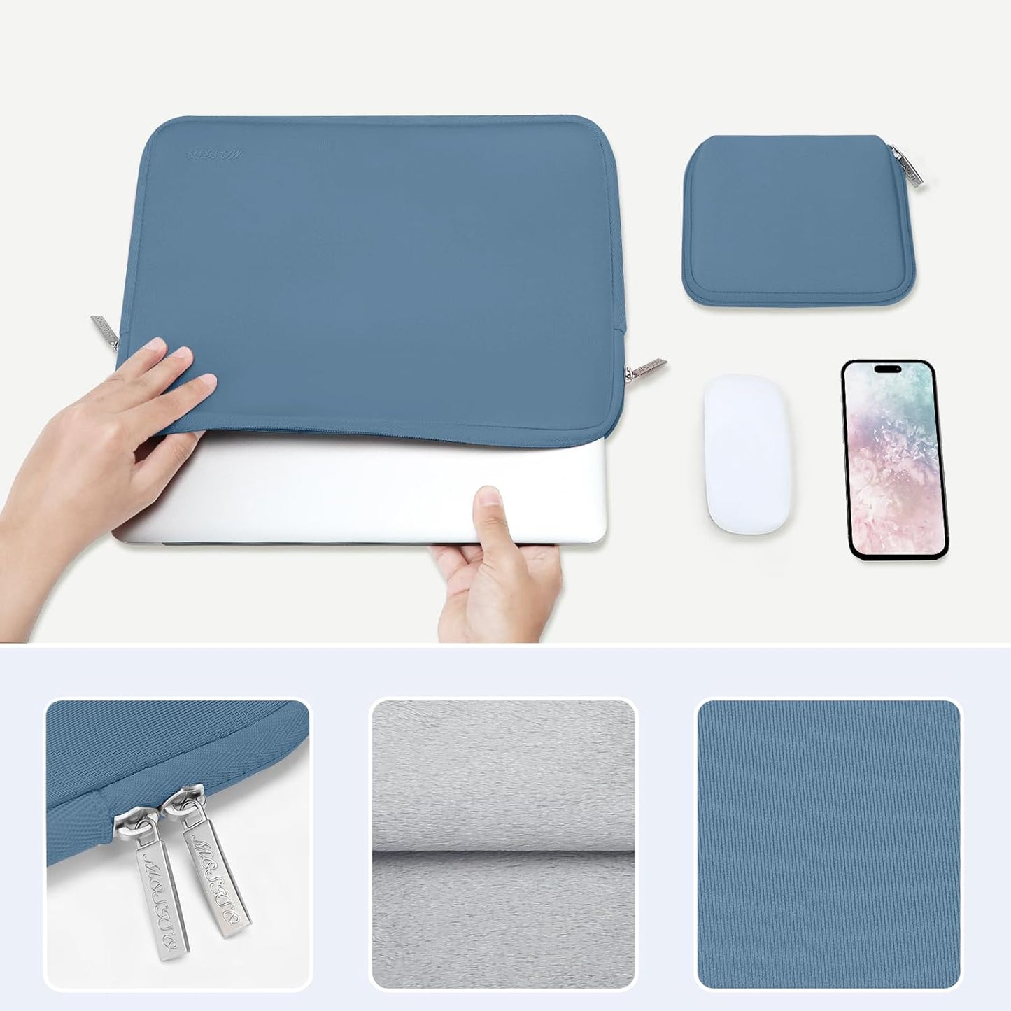 MOSISO Laptop Case 13.3 inch, 13-13.3 inch Laptop Sleeve Bag Compatible with MacBook Air/Pro 13/Pro 14 M5 M4 M3 M2 M1, HP Dell ASUS Lenovo, Neoprene Computer Sleeve Bag with Small Case, Baby Pink - Colors B
