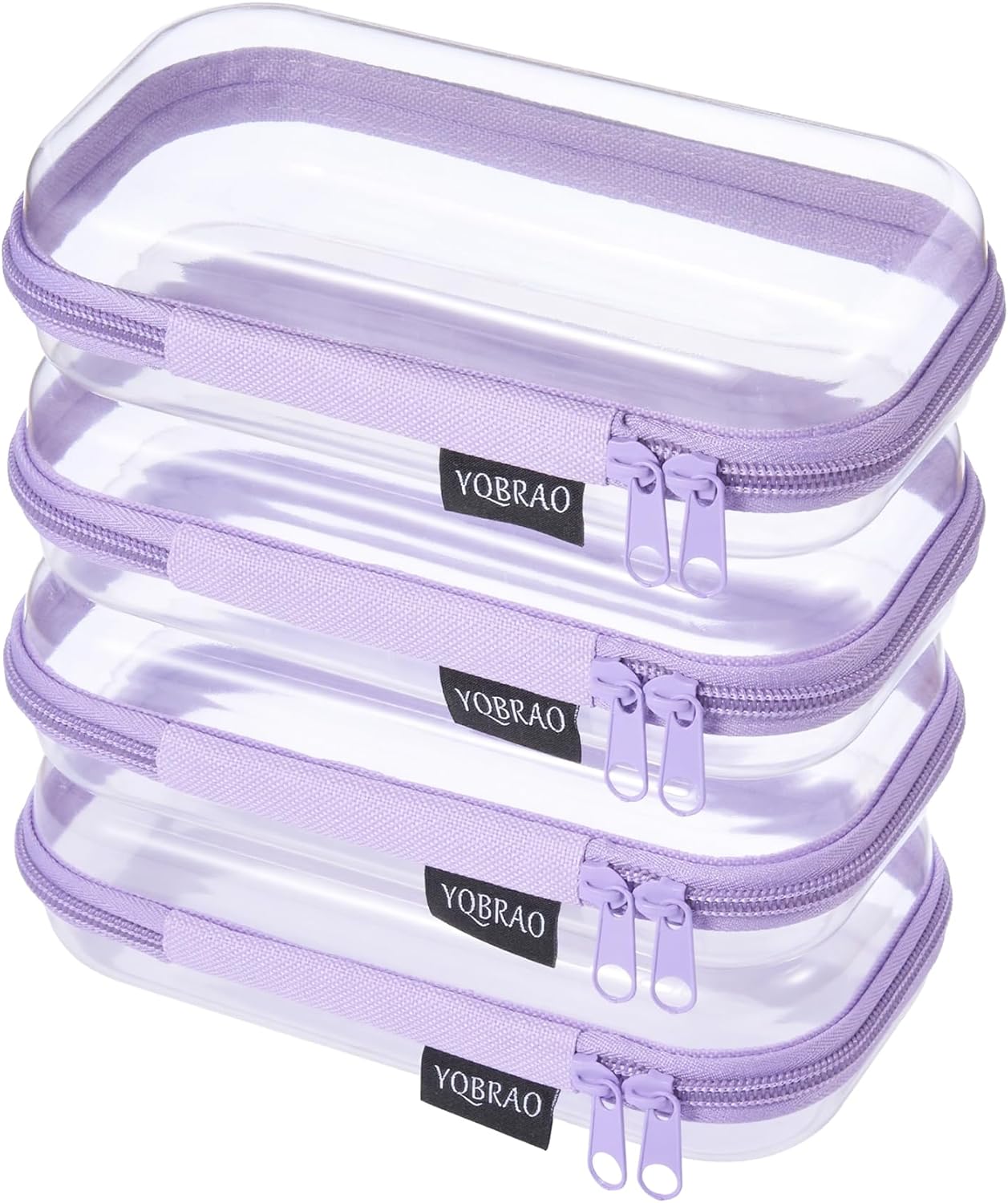 YQBRAO 6 Pack Clear Hard Shell Zipper Case, 1.2mm Heavy Duty Crush-Proof Diaper Bag Organizer Pouches, TSA Approved Travel Makeup Bag for Toiletries & Electronics, (2L, 2M, 2S) Multi-Size Storage Set