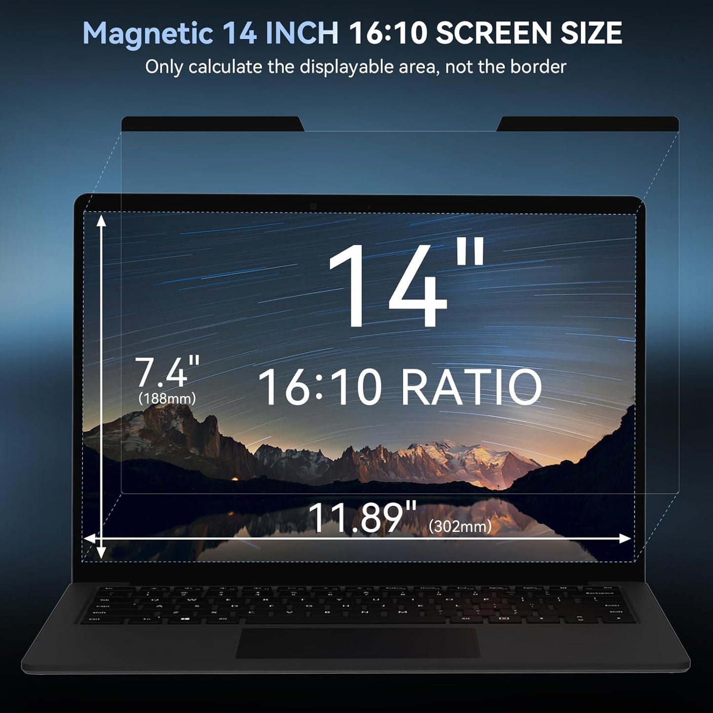 Mamol Magnetic Laptop Privacy Screen 14 inch ,16:10 Aspect Removable Anti Glare Protector Blue Light Privacy Screen Filter,Filter Shield Compatible with HP/Dell/Acer/Asus/Samsung/Lenovo/Thinkpad Envy