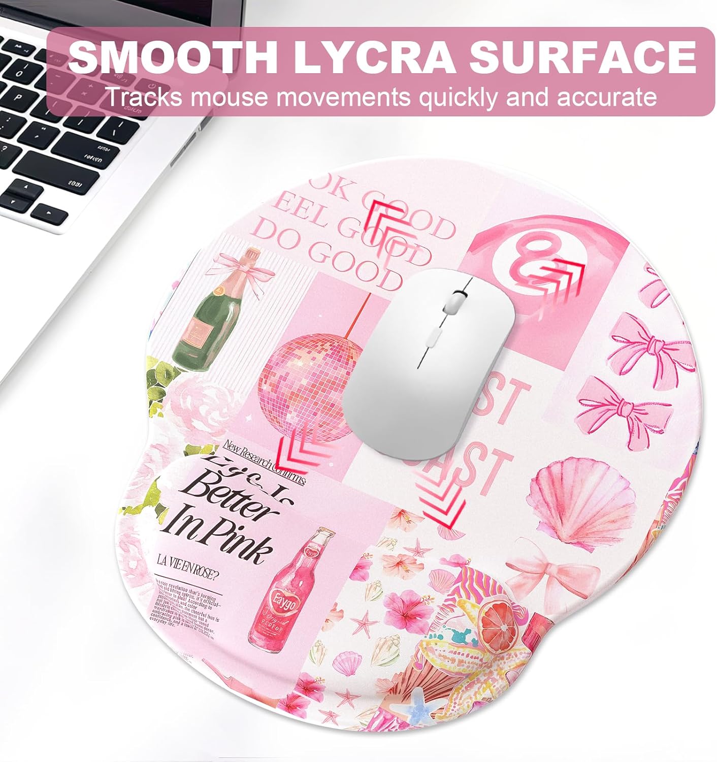 Ergonomic Mouse Pad with Wrist Rest and Keyboard Wrist Rest, Memory Foam Wrist Rest for Computer Keyboard, Easy Typing, Pain Relief, Mouse Pad Wrist Support for Gaming,Office, Laptop, Black Flower