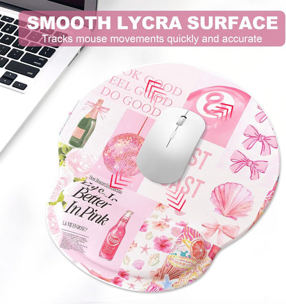 Ergonomic Mouse Pad with Wrist Rest and Keyboard Wrist Rest, Memory Foam Wrist Rest for Computer Keyboard, Easy Typing, Pain Relief, Mouse Pad Wrist Support for Gaming,Office, Laptop, Black Flower