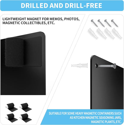 2Pack Magnetic Board,17.1" x 11.8" Magnet Display,for Magnets and Bulletin Board,Suitable for Wall, Refrigerator, Compartment, Cabinet etc,Comes with Dual Lock Tape for Easy Hanging (Silver)