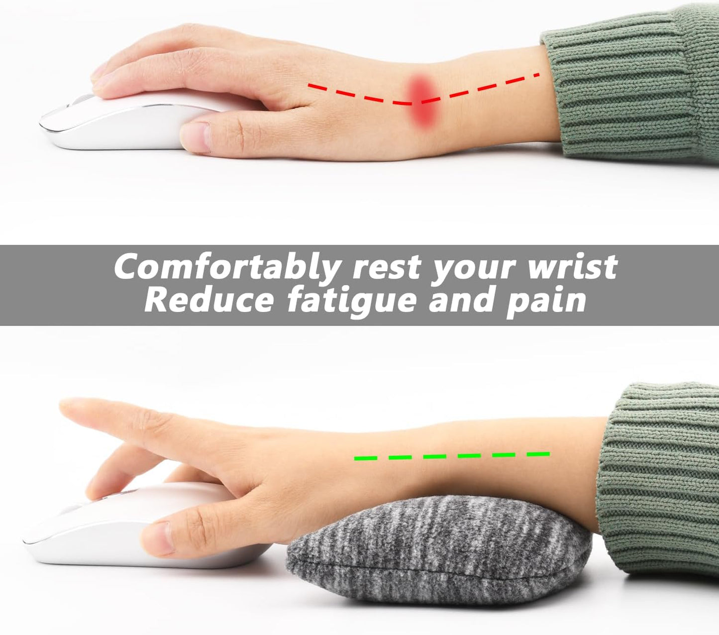 Large Mouse Wrist Rest Bean Bag, Ergonomic Mouse Support Pad Filled Ergo Beads for Computer, Laptop, PC Gaming (Dark Gray)