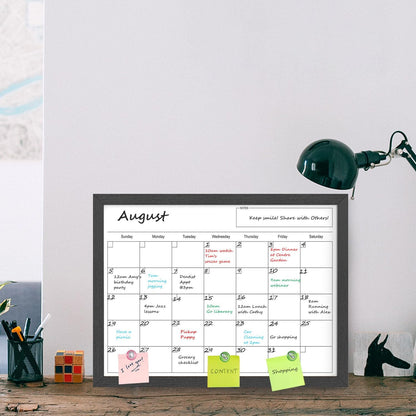Calendar Whiteboard for Wall, TANKEE 17x13 Inches Whiteboard Calendar Cork Board Combo, Small Magnetic White Board with Wood Framed, Hanging Dry Erase Board for Kitchen Home Office School Planner