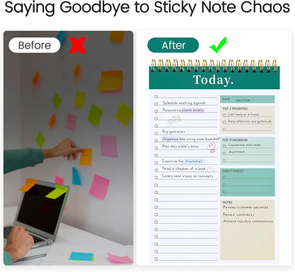 To Do List Notepad - To Do List Notebook for Work with 52 Sheets, Undated Daily Planner Perfect for Enhanced Productivity and Goal Achievement - Green
