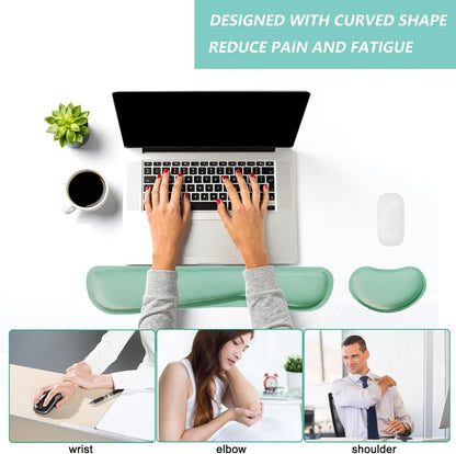 Keyboard Wrist Rest Mouse Wrist Support Set, Memory Foam Wrist Rest Pad for Computer Laptop Keyboard Mouse, Ergonomic Wrist Cushion Support for Typing Pain Relief, Gaming Home Office, Flowers Grass