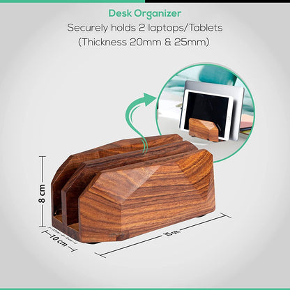 Premium Vertical Laptop Stand – Wooden Dock Compatible MacBook & Laptops | Dual Dock Slot | Ergonomic Desktop Holder & Space-Saving Office Desk Accessory (Indian Rosewood)