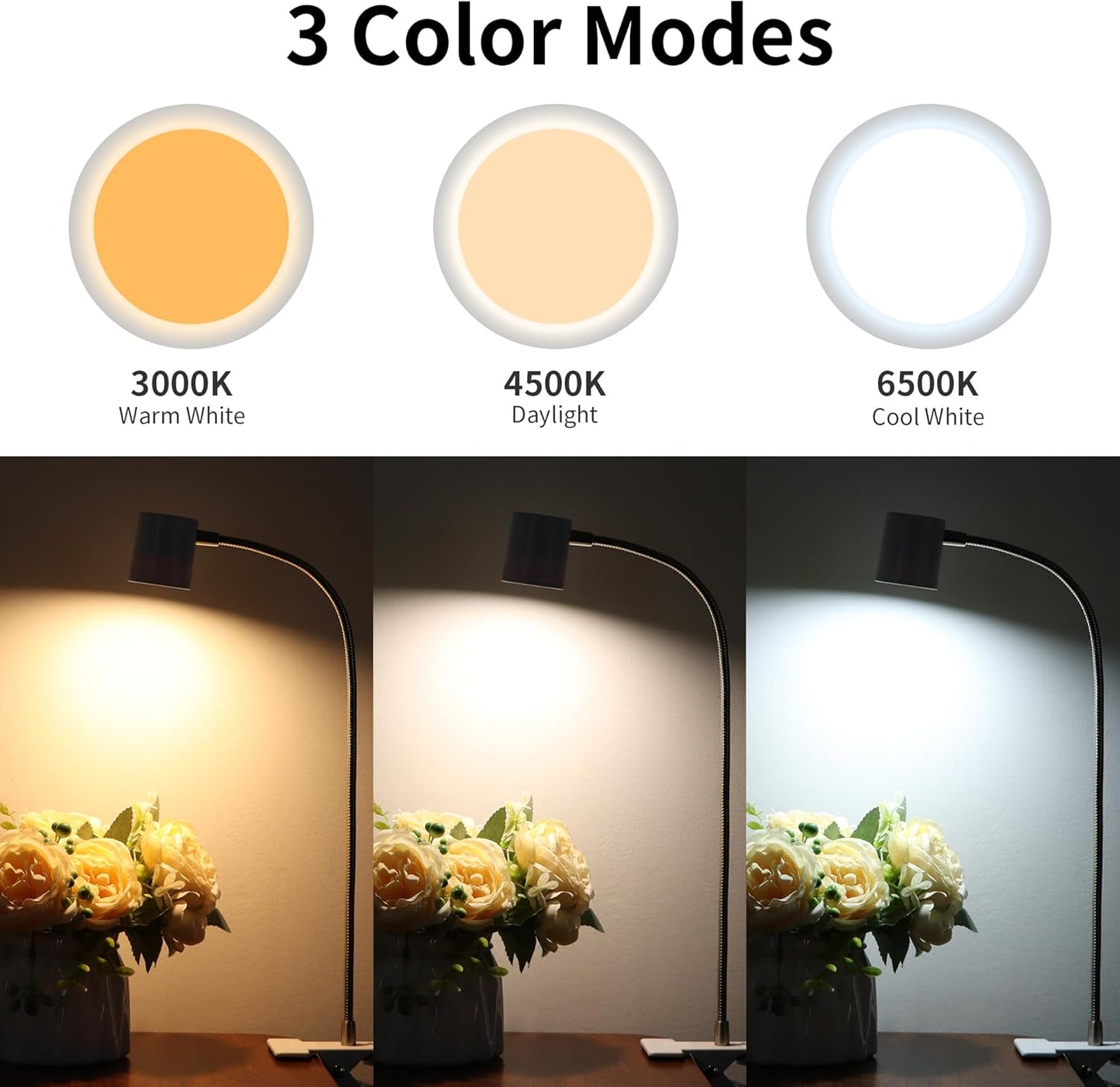 Dott Arts Desk Lamp,USB Clip On Light,Book Lights for Reading at Night,3 Color Modes,10 Brightness Clamp Lights,360° Gooseneck LED Reading Light for Books in Bed,Eye-Care for Home Office,Headboards