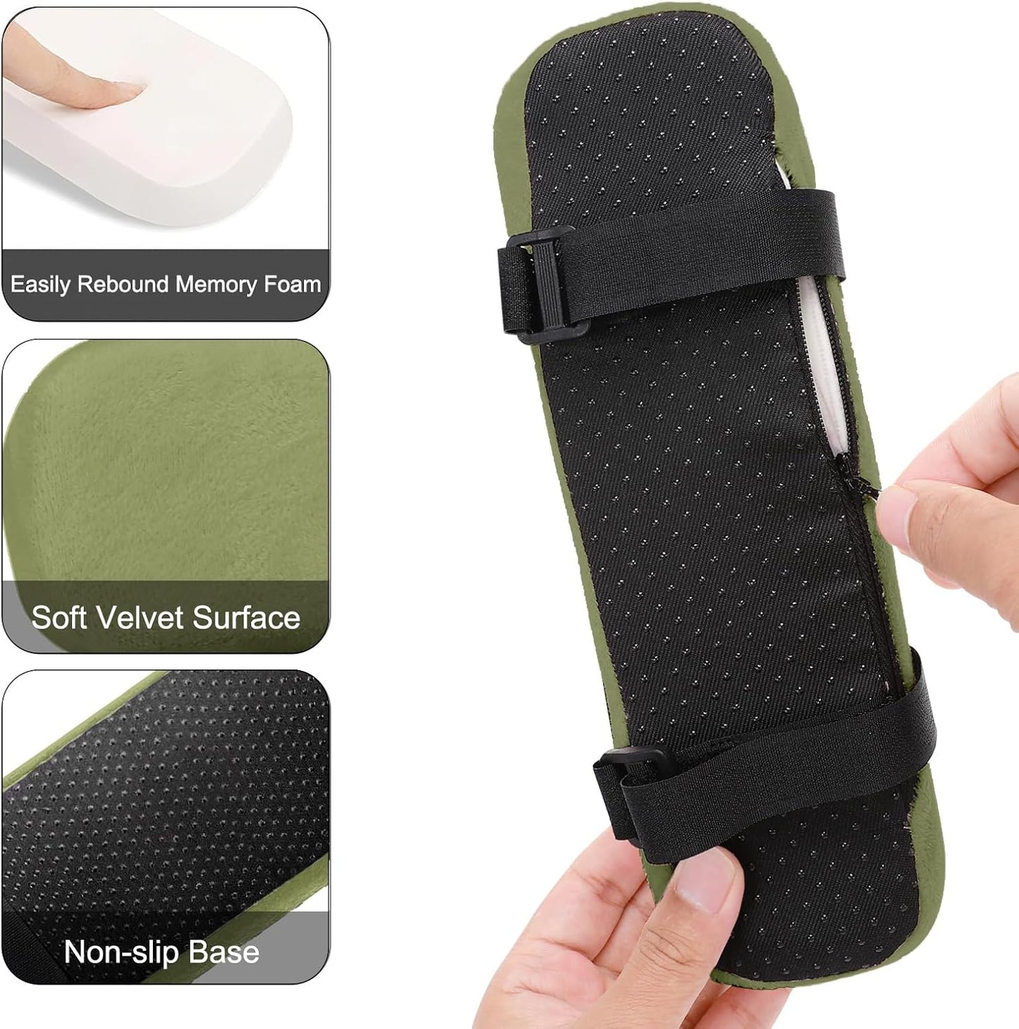 MOSISO Chair Armrest Pads (2 Pack), Memory Foam Home/Office Chair Arm Rest Covers Comfy Computer Gaming Elbow Cushion Removable Washable Elbow Support Forearm Pressure Relief, Black