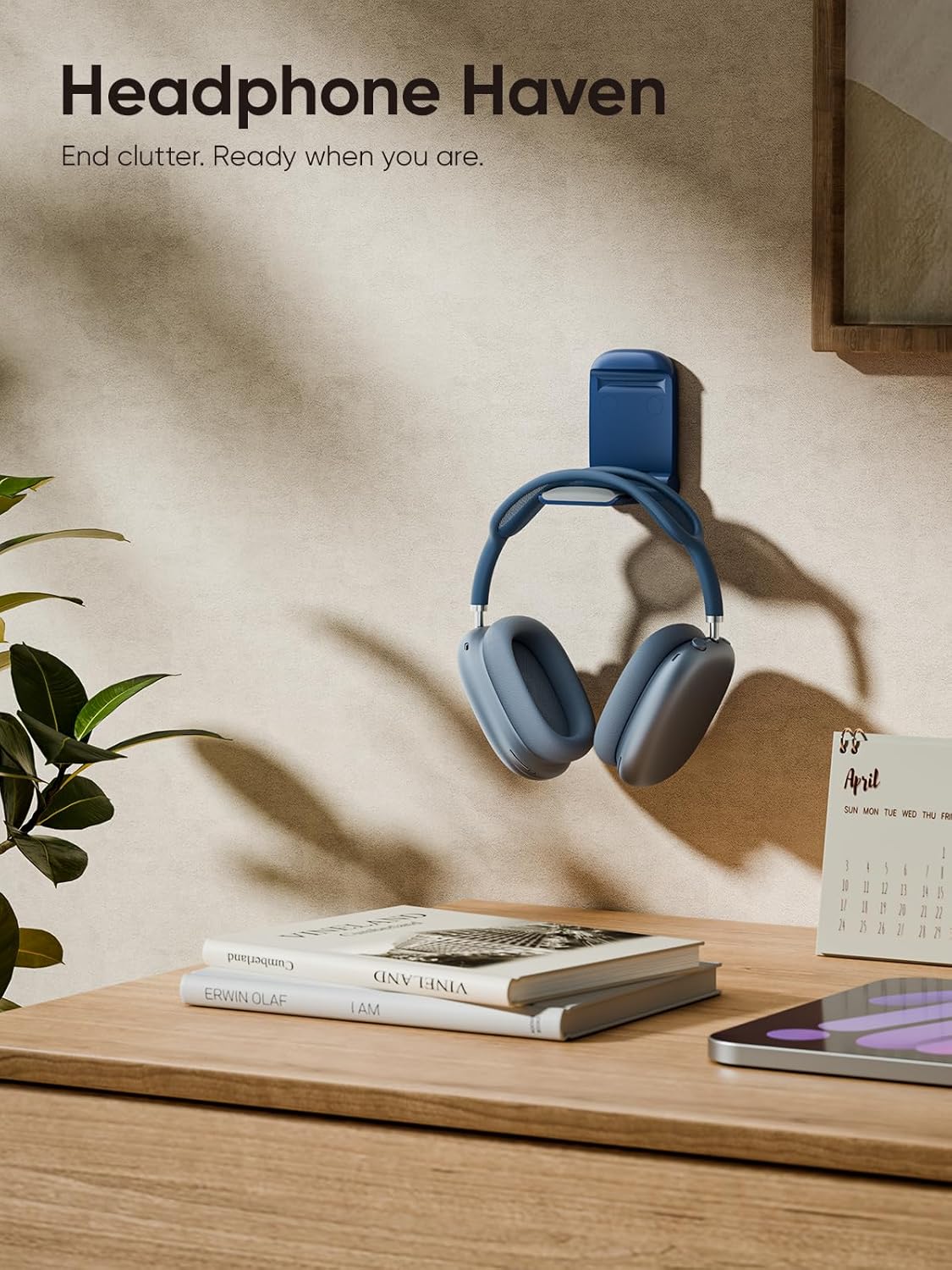 MAMUVIMO Headphone Stand, Headset Stand Foldable ＆ Sticky, Headphone Holder Hook Mount with Non-Slip Silicone, Adhesive Earphone Desk Hanger Clip Space-Saving for Airpods Max, All Earphones- Pink