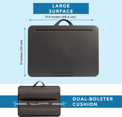 LAPGEAR Compact Lap Desk – Fits Up to 14″ Laptops – Charcoal – Style No. 43105